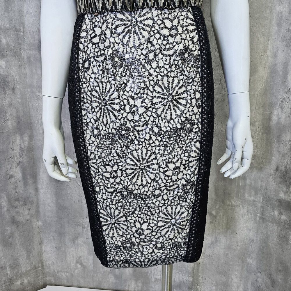 Beguile by Byron Lars 4‎ Melange Cream Black Lace Dress Cocktail Elegant Chic - Picture 5 of 10
